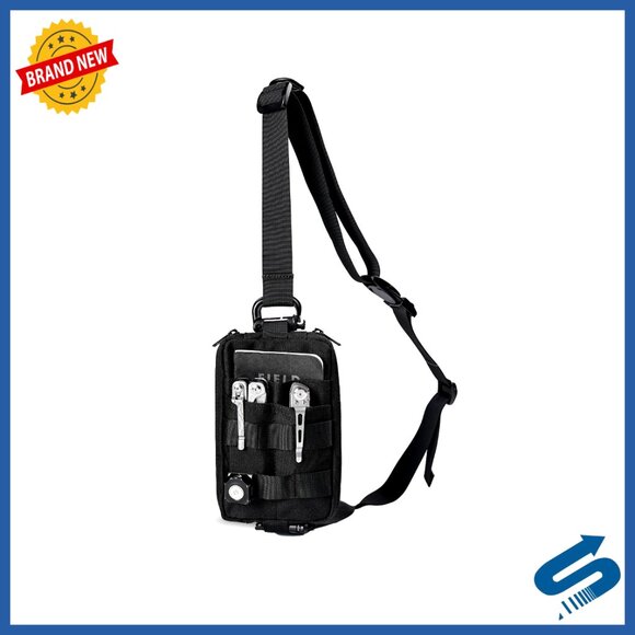 Small Tactical Sling Bag with MOLLE Pouch Adjustable Strap for Hiking Travel
